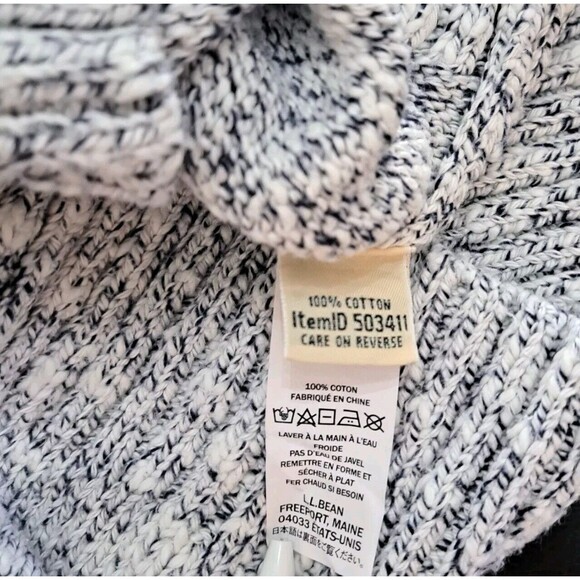 L.L. Bean Cotton Ragg Neutral Marled Navy White Sweater 100% Cotton size XS - Picture 5 of 7